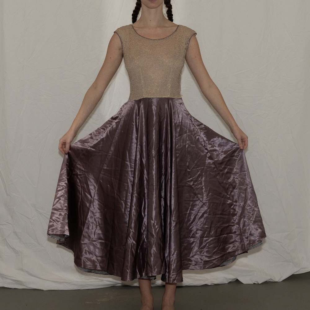 Vintage 50s satin dress w/ lace top size medium charella